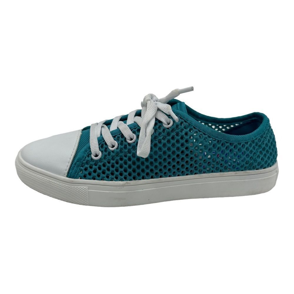 Muk Luks Women's Tessa Casual Lace Flat Low Top Mesh‎ Sneakers Teal Sz 6